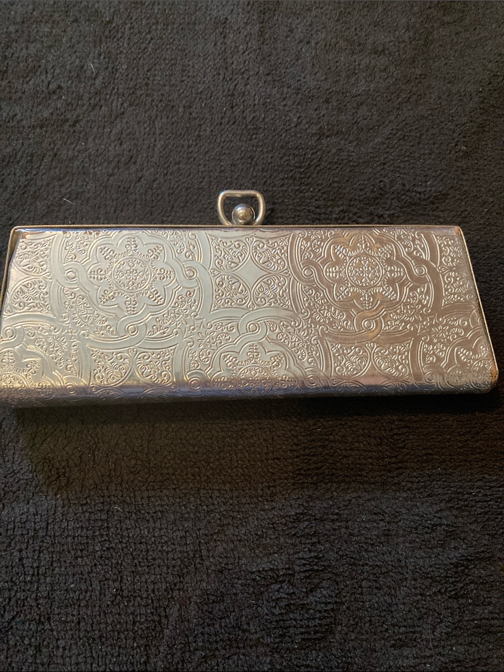 Vintage Silver Embossed Floral Metal Eyeglass Case